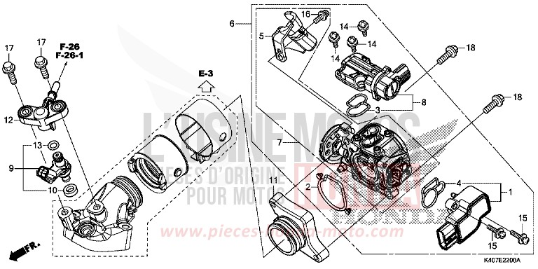 THROTTLE BODY/FUEL INJECTOR for Forza 125 MAT CYNOS GRAY METALLIC (NH312N) from 2017